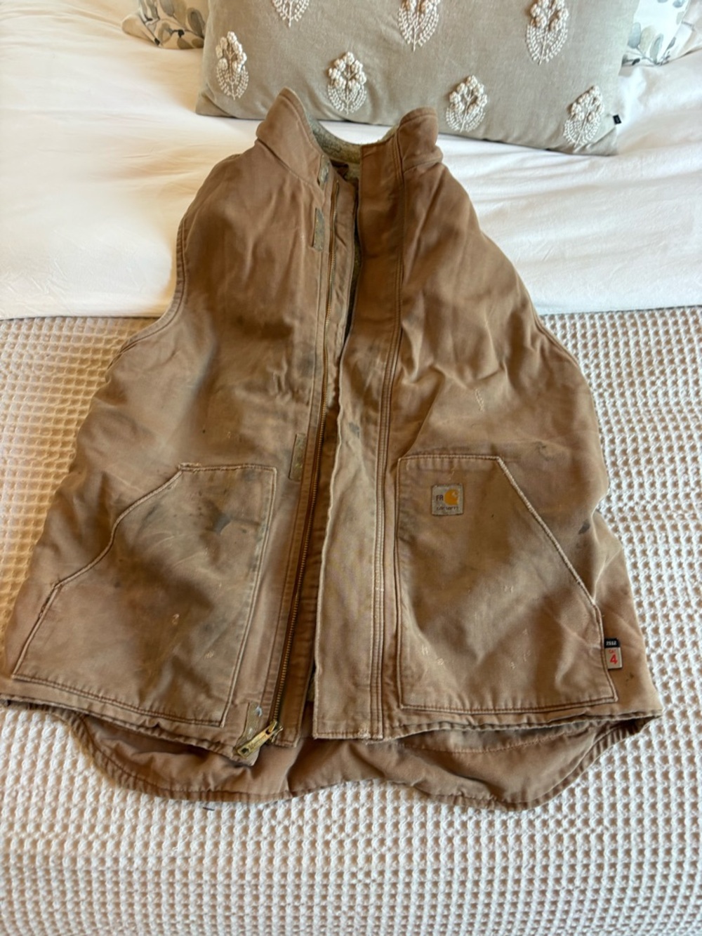 Carhartt Tan Brown Duck Canvas Work Vest